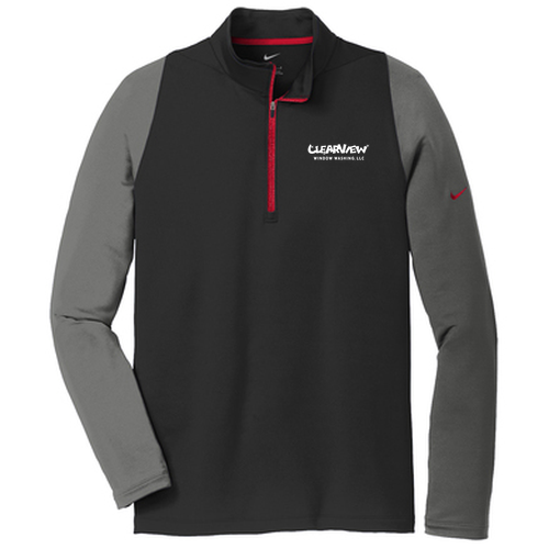 Nike Golf Dri FIT Stretch Half Zip Cover Up -- Black / Dark Grey / Gym Red