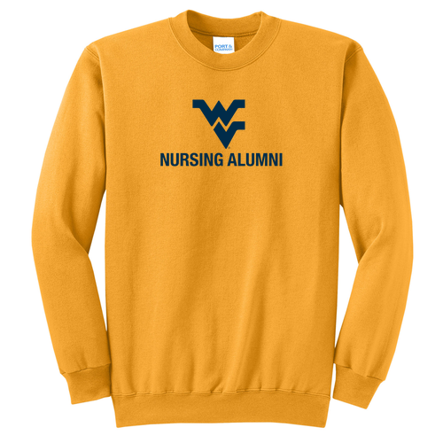 WVU Nursing Alumni Port and Company Classic Crewneck Sweatshirt -- Gold