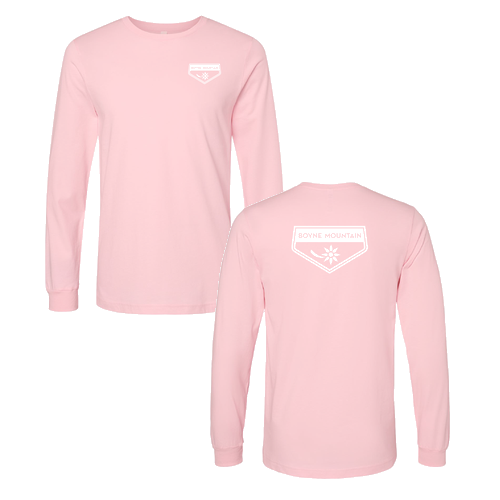 Boyne Mountain Logo 2 White Ink -- Long Sleeve Pink