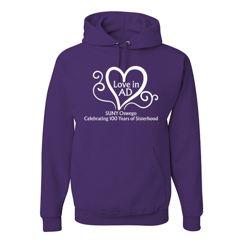 Love in AD Jerzees Nublend Adult Hooded Sweatshirt -- Deep Purple