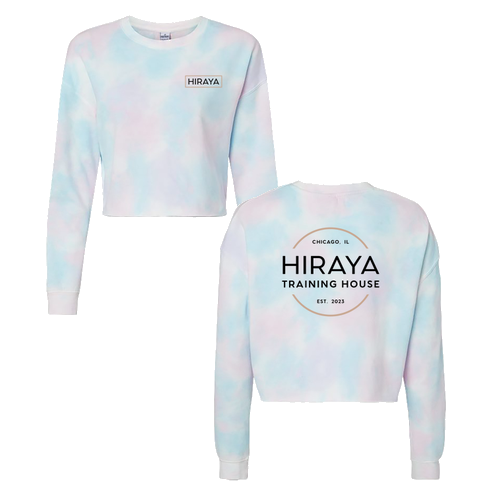 Hiraya Logo Women's Lightweight Cropped Crewneck Sweatshirt -- Tie Dye Cotton Candy