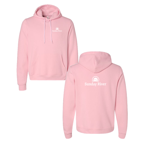 Sunday River Logo 2 White Ink -- Pullover Hooded Sweatshirt Pink