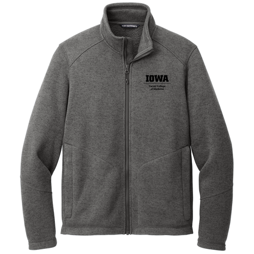 Embroidered Port Authority Arc Sweater Fleece Jacket -- Grey Smoke Heather