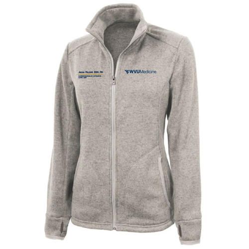 Embroidered Charles River Ladies Heathered Fleece Jacket -- Oatmeal Heather
