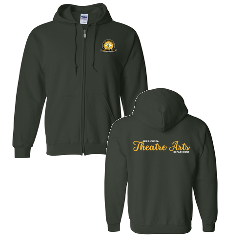 Gildan Full Zip Hooded Sweatshirt -- Forest Green