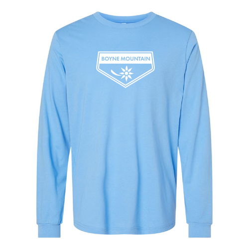 Boyne Mountain Logo 1 White Ink -- Long sleeve  Carolina Blue