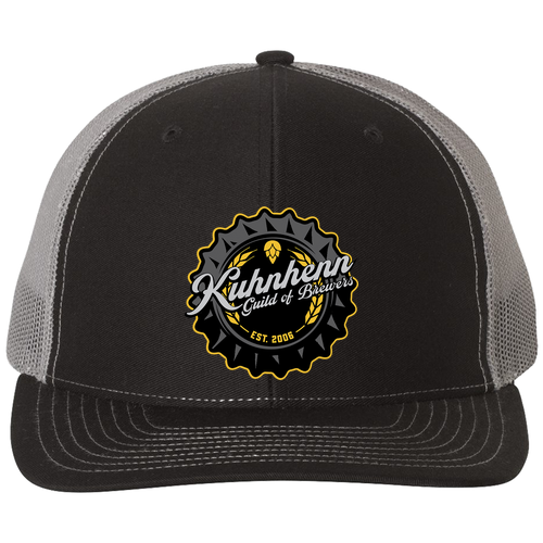 Embroidered Richardson Snapback Trucker Cap -- Black / Charcoal