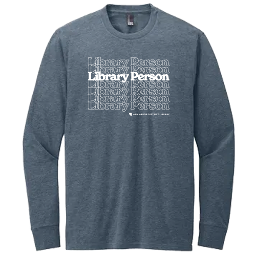District Perfect Blend CVC Long Sleeve Tee -- Heathered Navy, Library Person