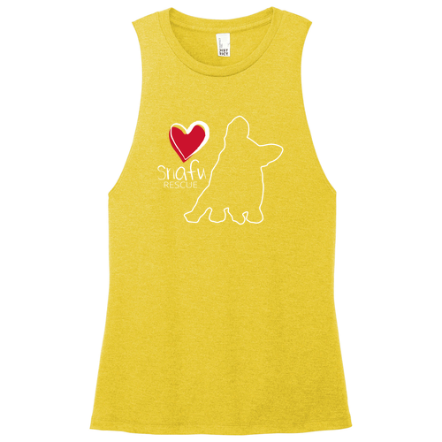 District Women's Perfect Tri Muscle Tank -- Ochre Yellow Heather