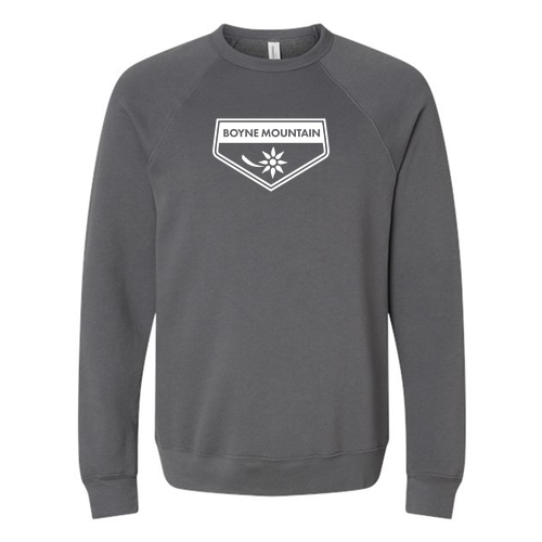 Boyne Mountain Logo 1 White Ink -- Crewneck Sweatshirt Asphalt