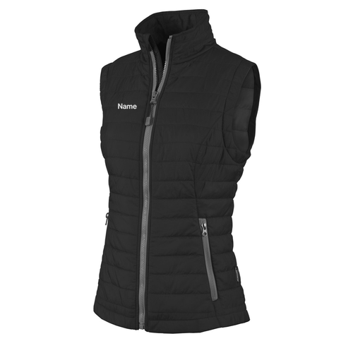Charles River Ladies Radius Quilted Vest -- Black / Grey