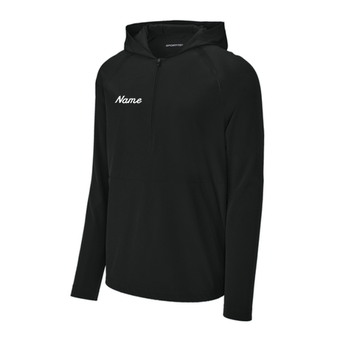 PR Flag Embroidered Logo 1/2-Zip Long Sleeve Hooded Jacket  -- Black