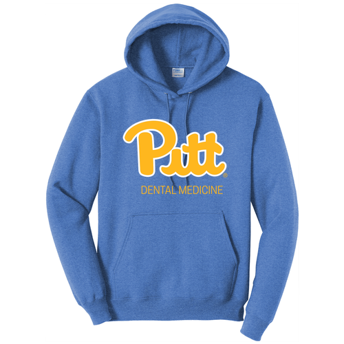 White/Gold Script Hooded Sweatshirt -- Heather Royal