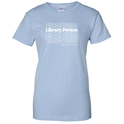 Gildan Ultra Cotton Ladies Basic T-Shirt -- Light Blue, Library Person Logo