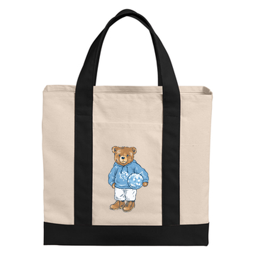 Port Authority Cotton Canvas Two-Tone Tote -- Natural / Deep Black