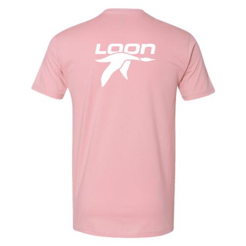 Loon Logo 2 White Ink -- Short Sleeve Light Pink
