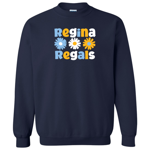 Regina Daisy Dots Gildan Heavy Blend Crew Neck Sweatshirt -- Navy