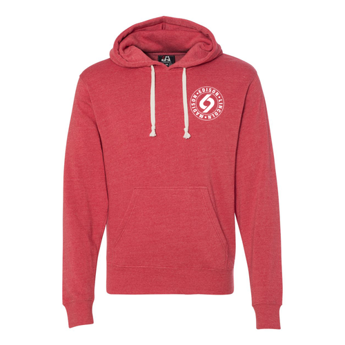 J America Tri blend Pullover Hoodie -- Red Triblend
