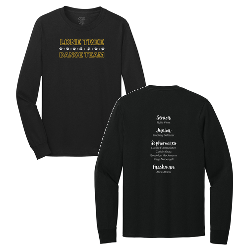 Port and Company Long Sleeve T Shirt With Names-- Jet Black