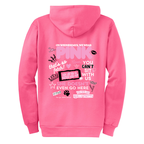 Port and Company Classic Full Zip Hooded Sweatshirt -- Neon Pink