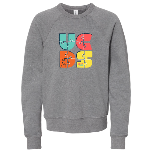 Bella Canvas Youth Sponge Fleece Raglan Sweatshirt Puzzle -- Deep Heather