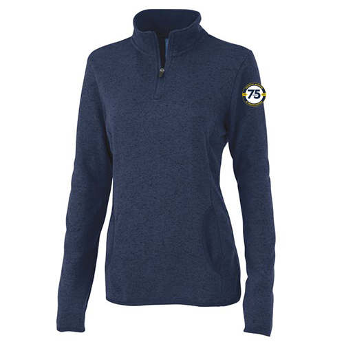 Ladies Charles River Heathered Fleece Pullover -- Navy Heather