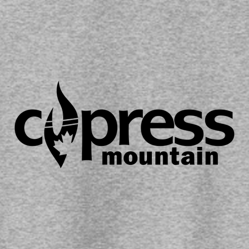 Cypress Mountain Logo 2 Black Ink -- Pullover Hooded Sweatshirt Athletic Heather