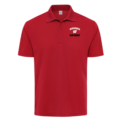 UW Club Hockey Paragon Men's Marco Performance Polo -- Red