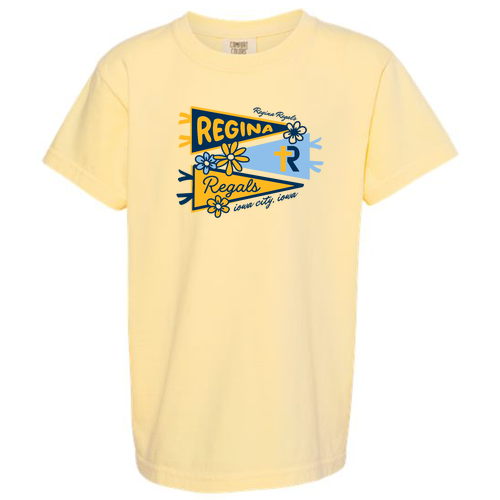 Regina Cute Pennant Comfort Colors Youth Garment-Dyed Heavyweight T-Shirt -- Butter