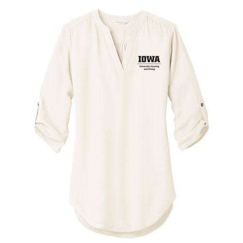 Port Authority Ladies 3/4-Sleeve Tunic Blouse -- Ivory Chiffon