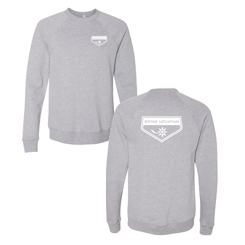 Boyne Mountain Logo 2 White Ink -- Crewneck Sweatshirt Athletic Heather