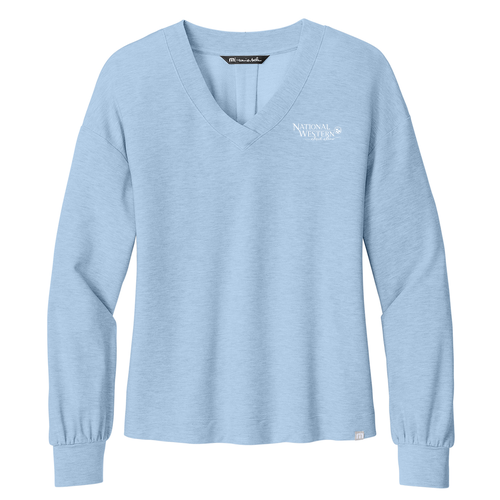 TravisMathew Women’s Long Weekend V-Neck -- Kentucky Blue Heather