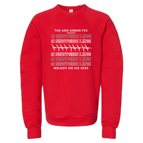 Youth Bella Canvas Soft Sponge Fleece Raglan Sweatshirt -- Red