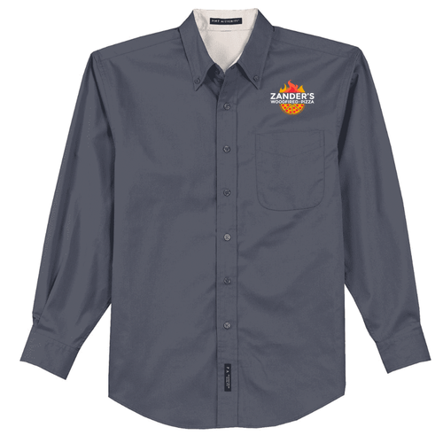 Port Authority Mens Easy Care Long Sleeve Shirt -- Steel Grey / Light Stone