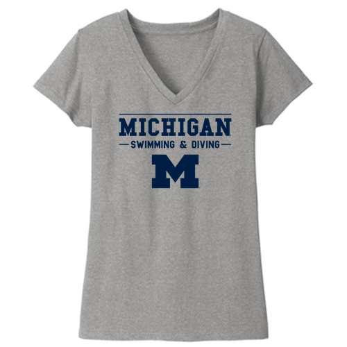 Ladies District Womens Re-Tee V-Neck -- Light Heather Grey