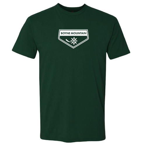 Boyne Mountain Logo 1 White Ink -- Short sleeve Forest Green
