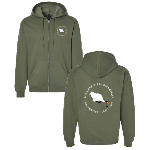 Gildan Midweight Fleece Adult Full Zip Hooded Sweatshirt -- Military Green