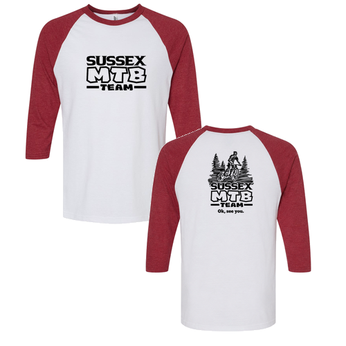 American Apparel CVC Unisex Raglan T-Shirt MTB -- White / Heather Cardinal