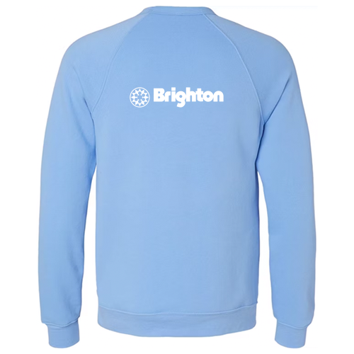 Brighton Logo 2 White Ink -- Crewneck Sweatshirt Carolina Blue