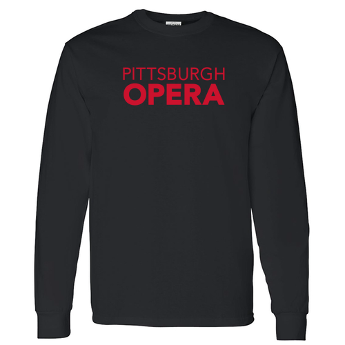 Long Sleeve Cotton T-Shirt -- Black with Red Print