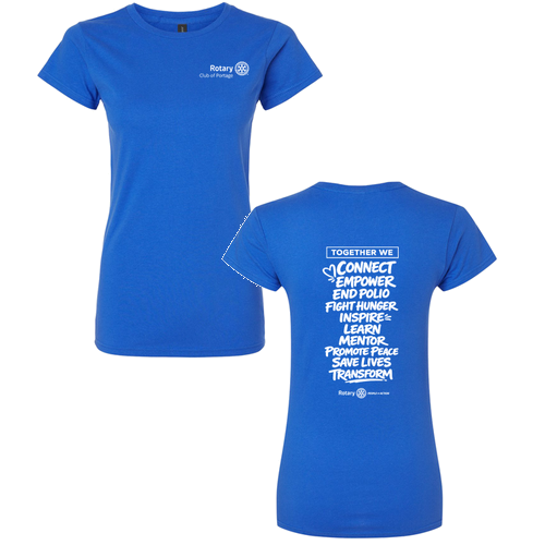 Rotary Club of Portage Gildan Ladies Fashion Fit T-Shirt -- Royal