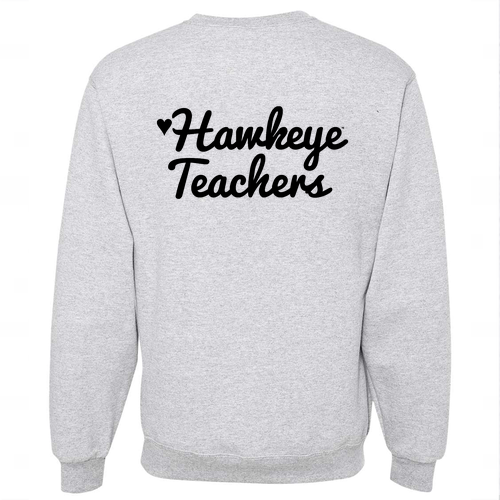 Hawkeye Teacher Jerzees 8 Oz., 50/50 Nublend Fleece Crew -- Ash