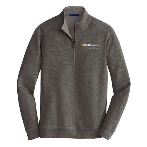 Port Authority Interlock 1/4-Zip -- Charcoal Heather / Medium Heather Grey