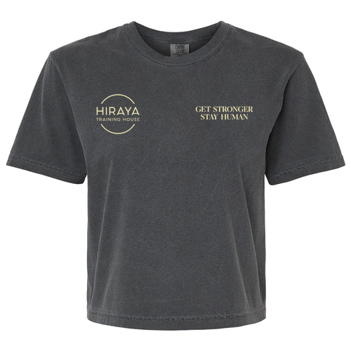 Get Stronger, Stay Human Women's Crop Tee-- Pepper