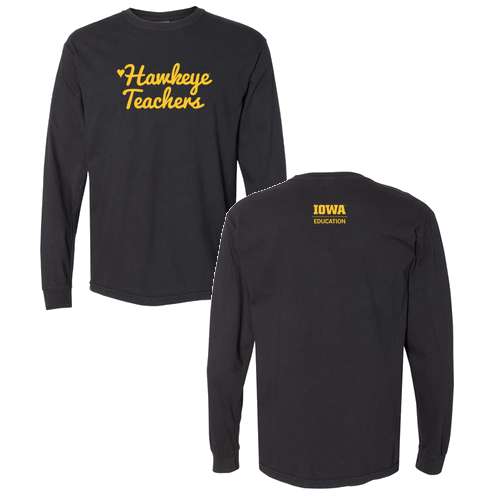 Hawkeye Teachers Comfort Colors Ringspun Long Sleeve Tee -- Black