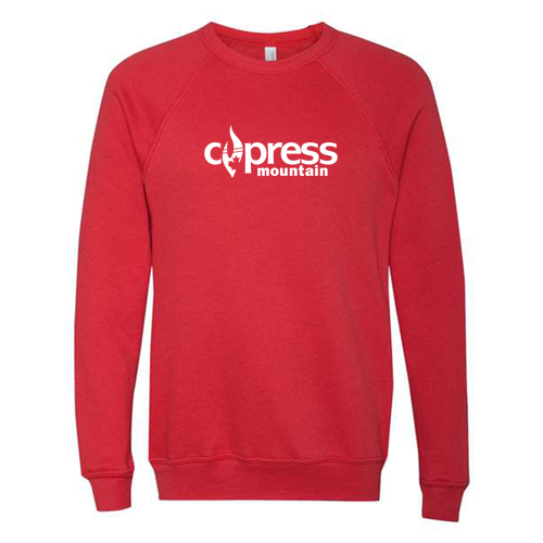 Cypress Mountain Logo 1 White Ink -- Crewneck Sweatshirt Red