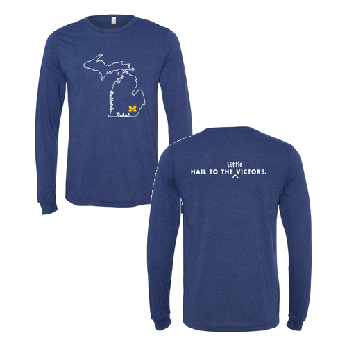 Mens/Unisex Bella Canvas Soft Fitted Triblend Long Sleeve Tee -- Navy Triblend