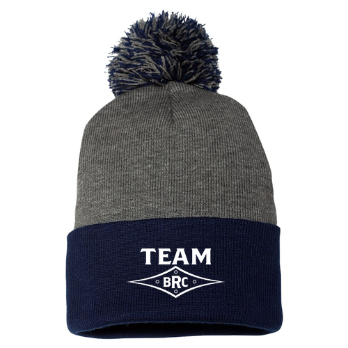 Sportsman Pom Pom Knit Hat -- Dark Heather Grey / Navy