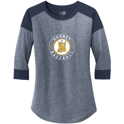 New Era Ladies Heritage Blend 3/4-Sleeve Baseball Raglan Tee -- True Navy / True Navy Twist