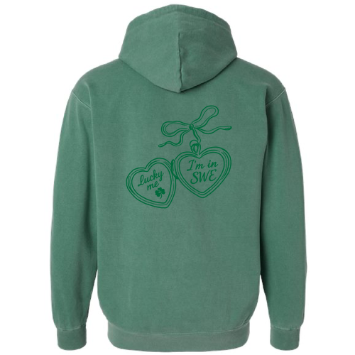Comfort Colors Unisex Garment-Dyed Hooded Sweatshirt -- Light Green Locket Design